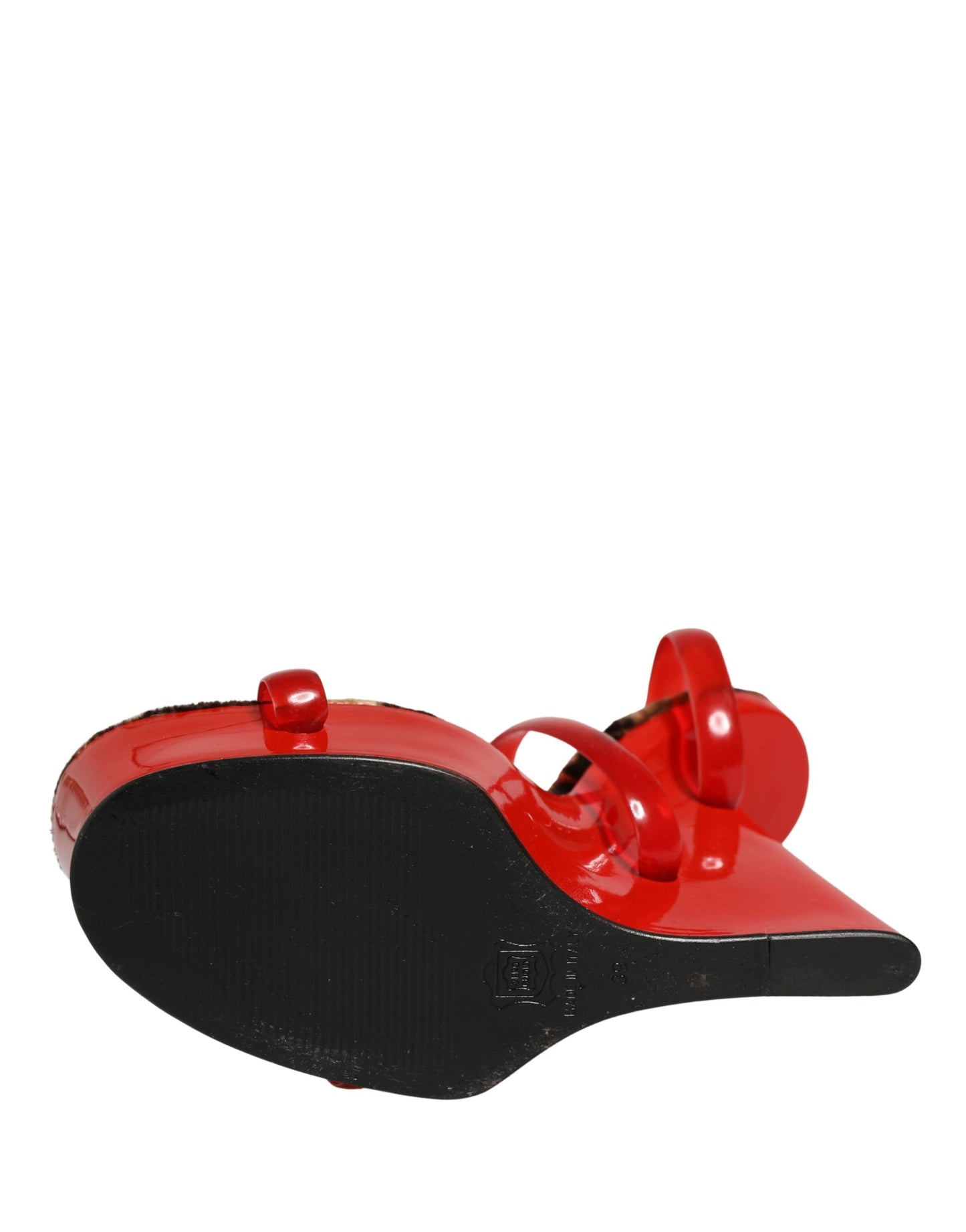 Dolce & Gabbana Red Lacquer Platform Wedge Sandals Shoes