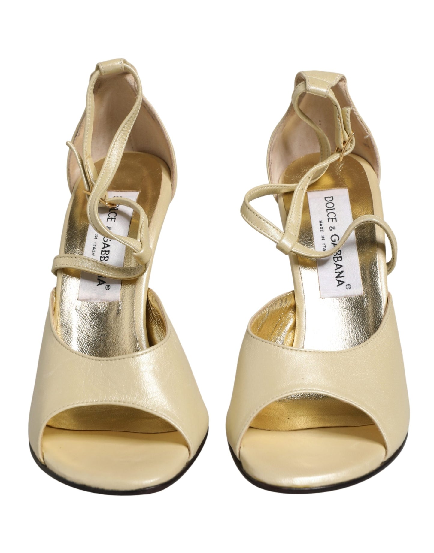 Dolce & Gabbana Beige Leather Stiletto Heels Sandals Shoes