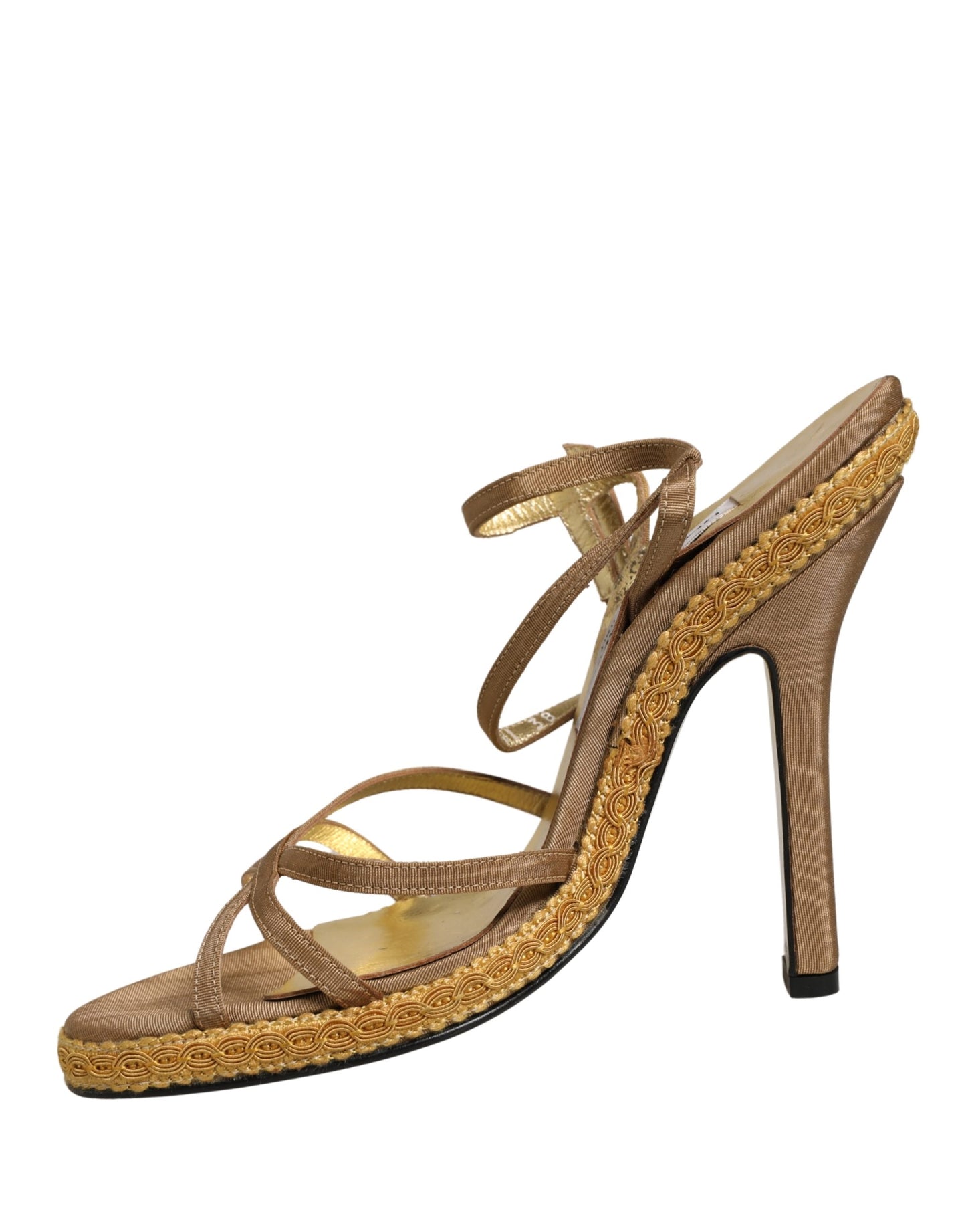 Dolce & Gabbana Brown Braided Ankle Strap Heels Sandals Shoes