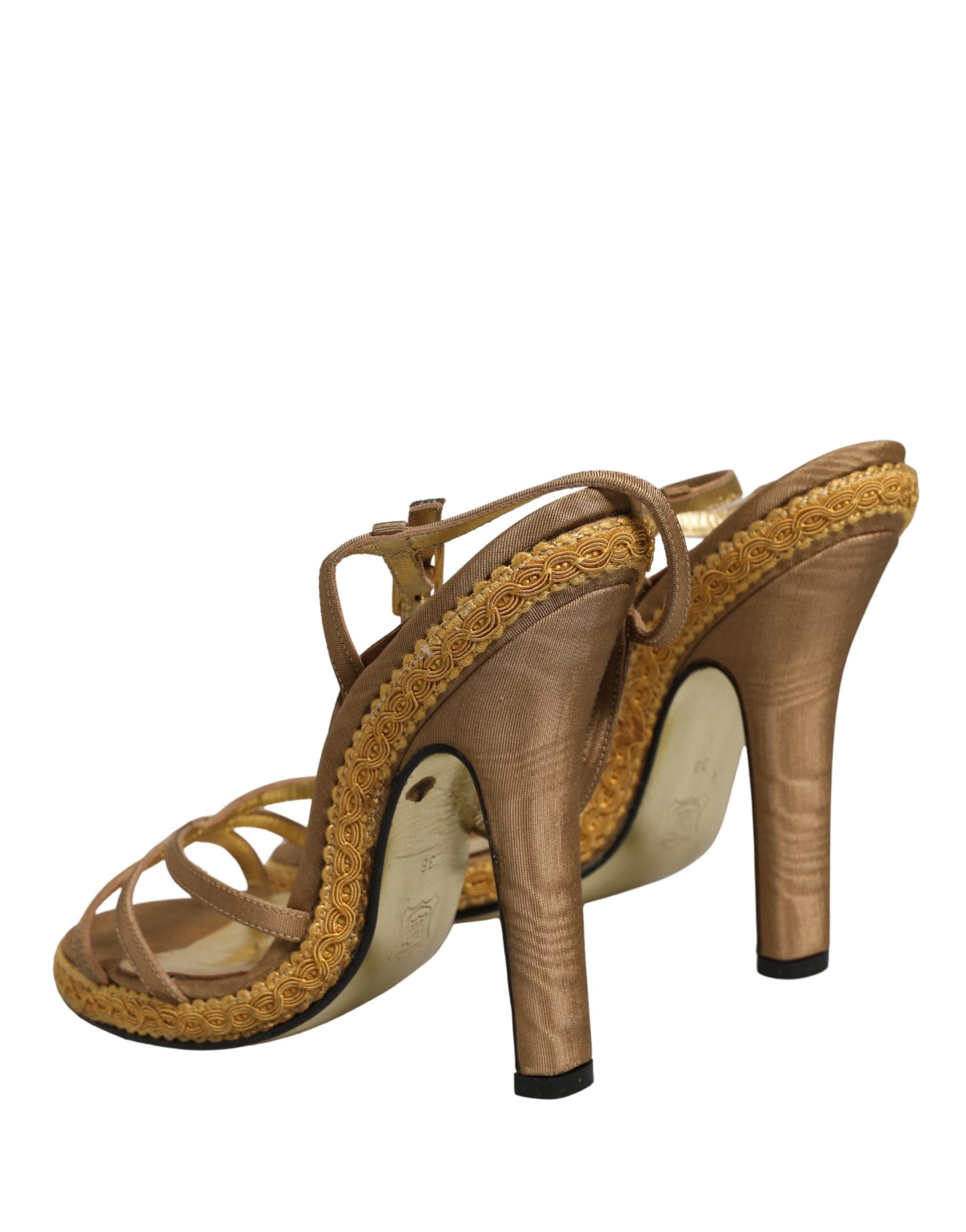 Dolce & Gabbana Brown Braided Ankle Strap Heels Sandals Shoes