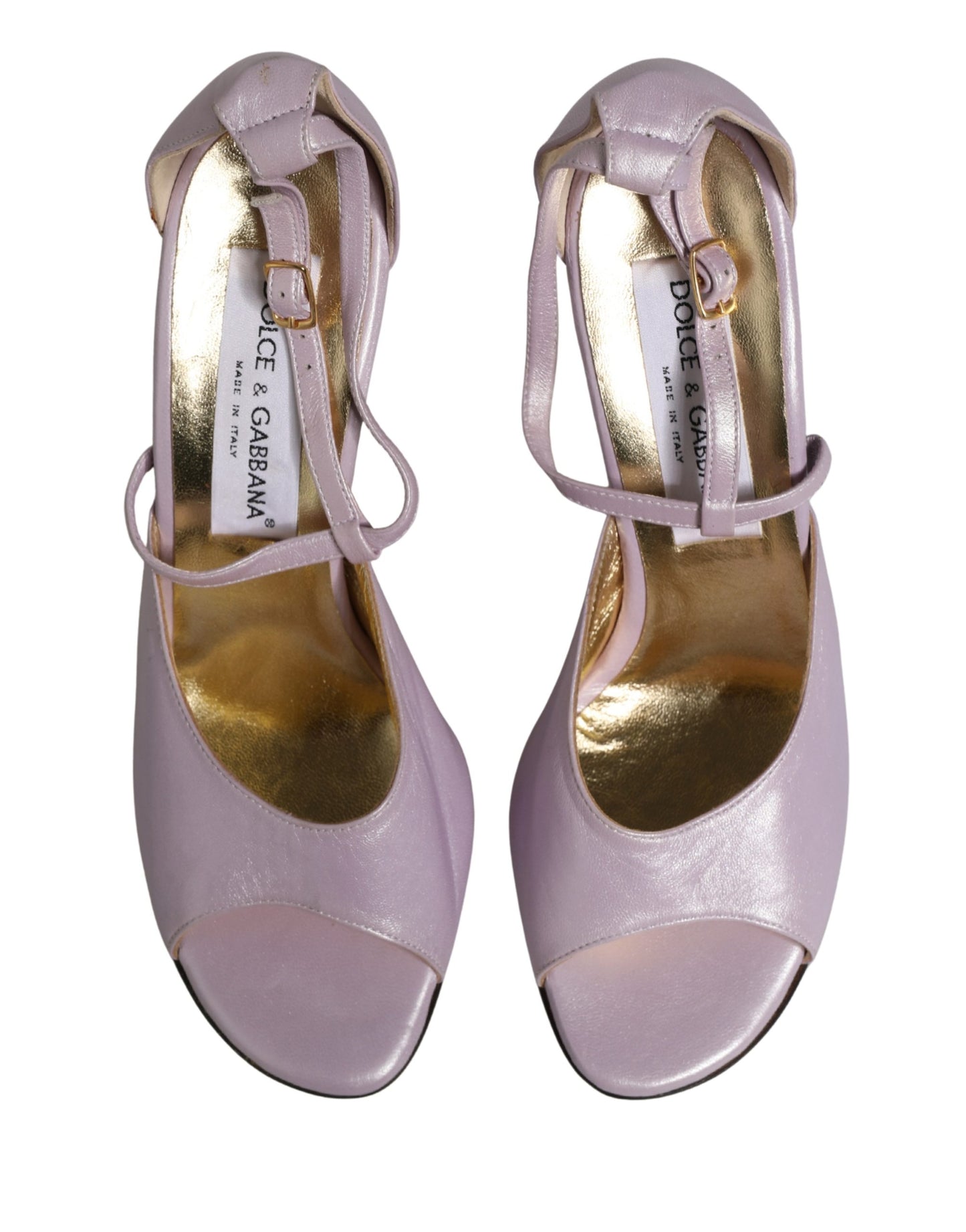 Dolce & Gabbana Purple Leather Open Toe Heels Pumps Shoes