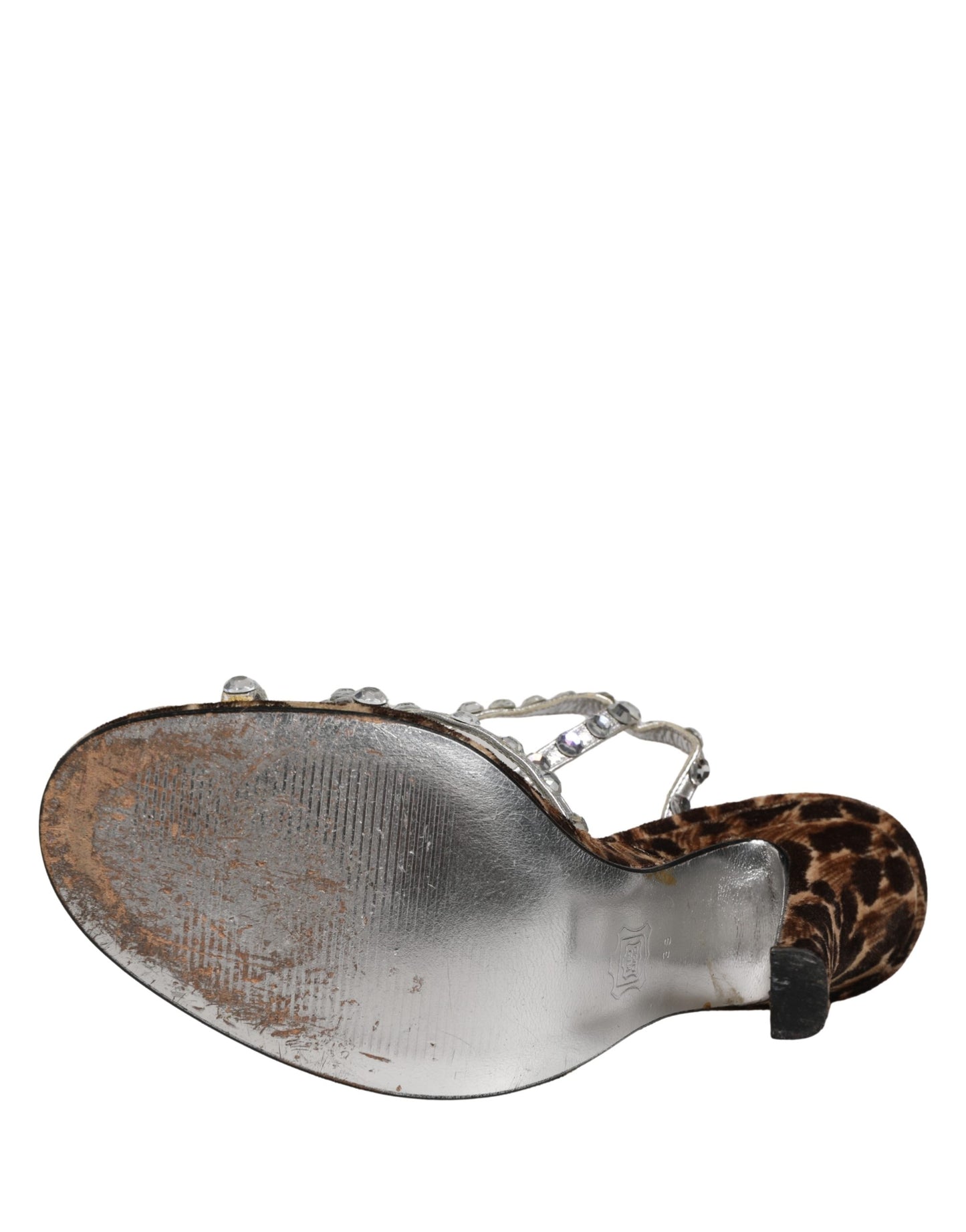 Dolce & Gabbana Brown Leopard Rhinestone StilettoSandals Shoes