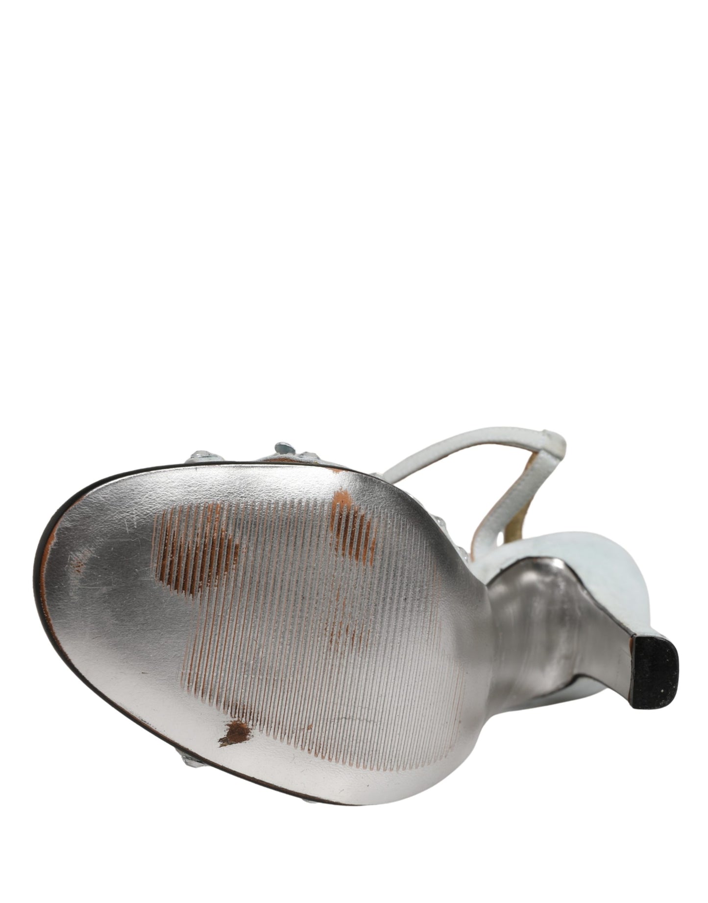 Dolce & Gabbana White Rhinestone High Heeled Sandals Shoes