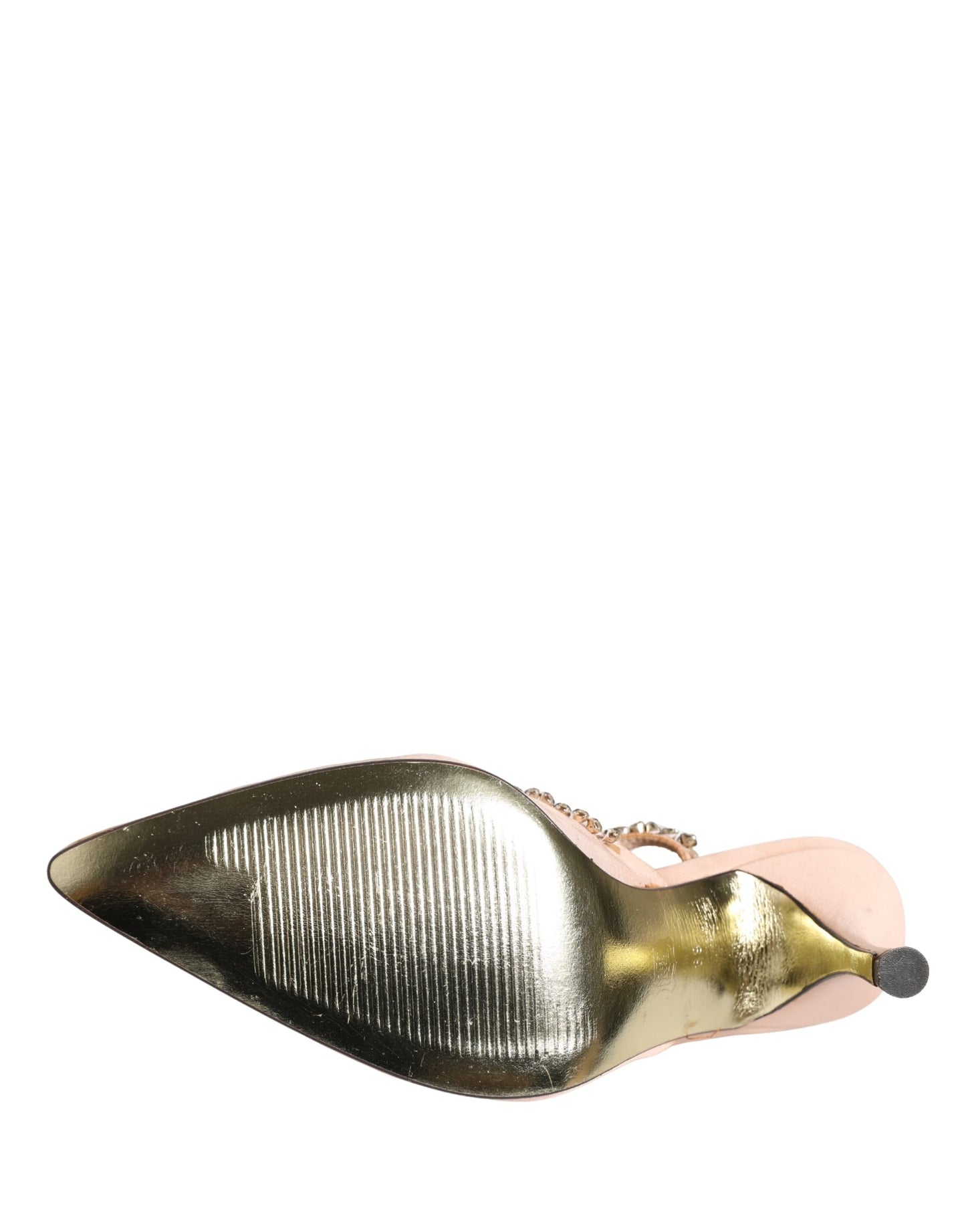 Dolce & Gabbana Beige Crystal Heels Slingbacks Sandals Shoes