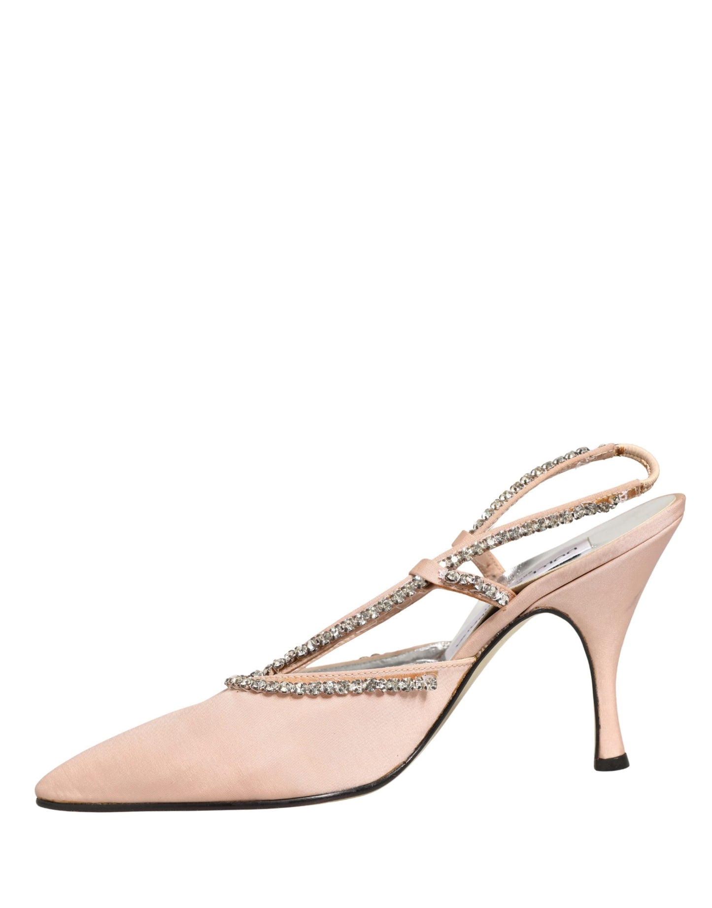 Dolce & Gabbana Beige Crystal Heels Slingbacks Sandals Shoes