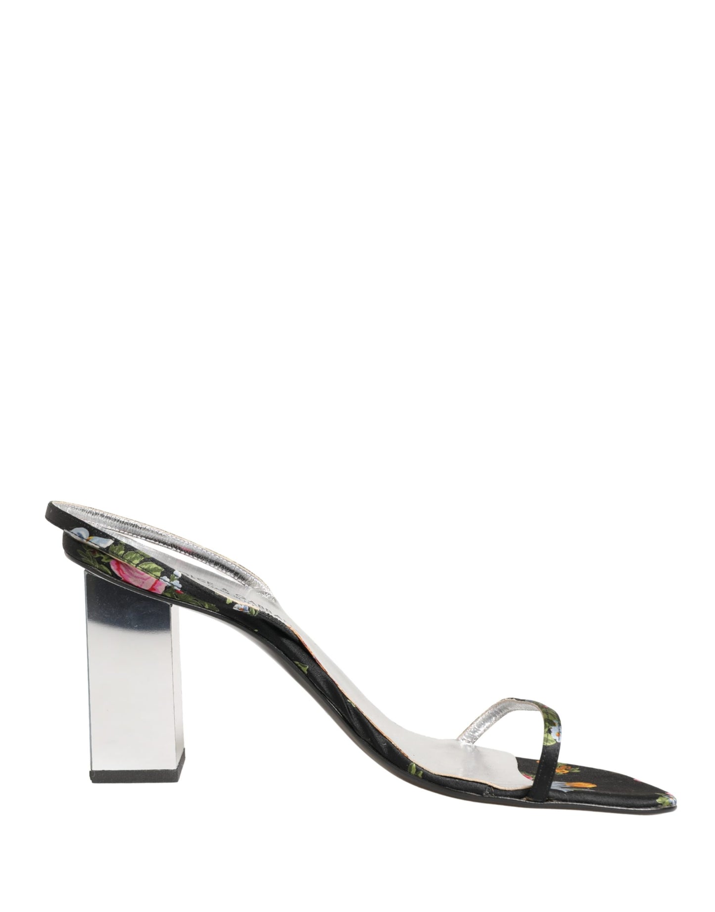 Dolce & Gabbana Black Silver Floral Block Heels Sandals Shoes