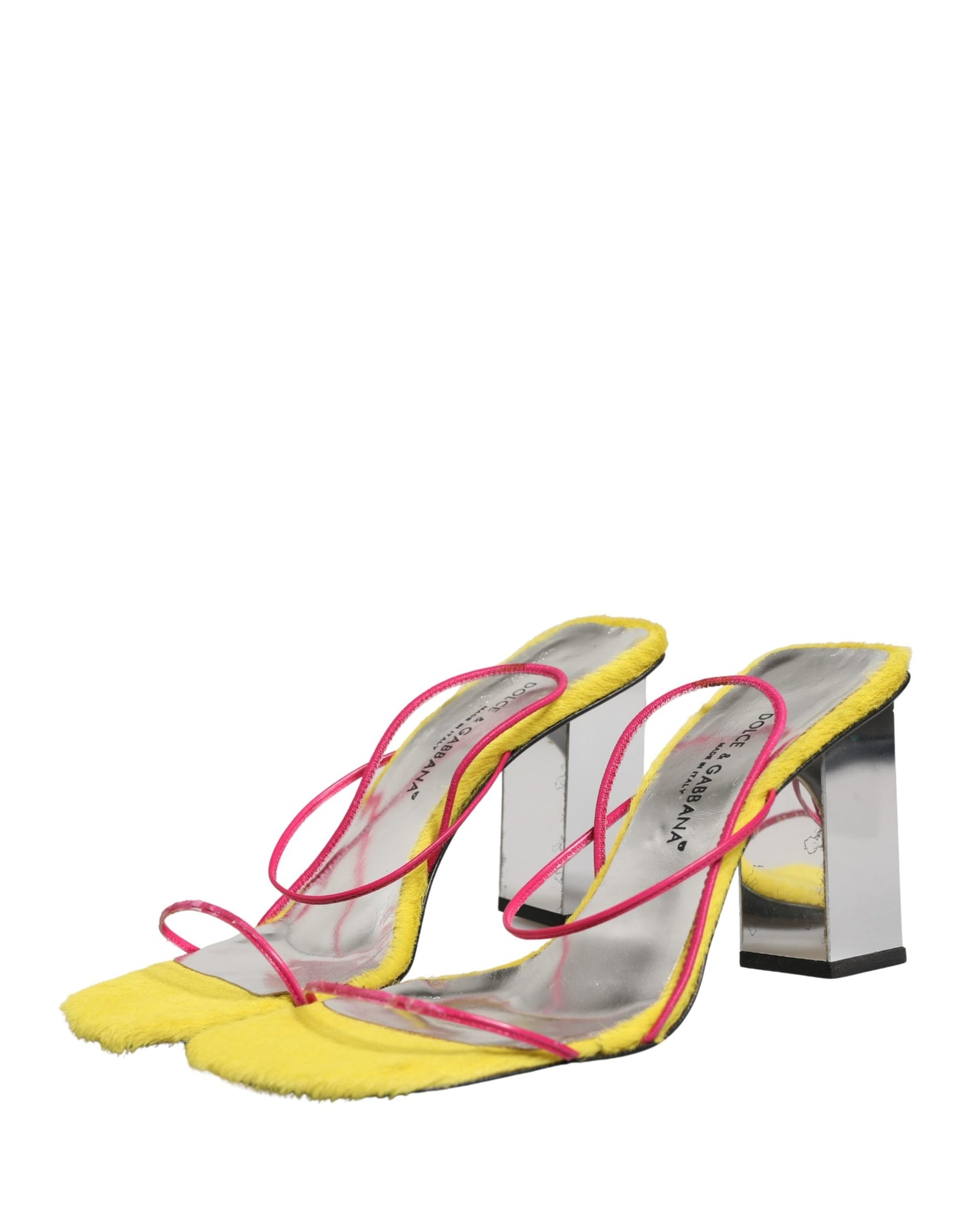 Dolce & Gabbana Multicolor Leather Block Heels Sandals Shoes