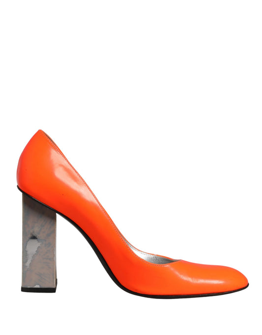 Dolce & Gabbana Orange Patent Leather Heels Pumps Shoes