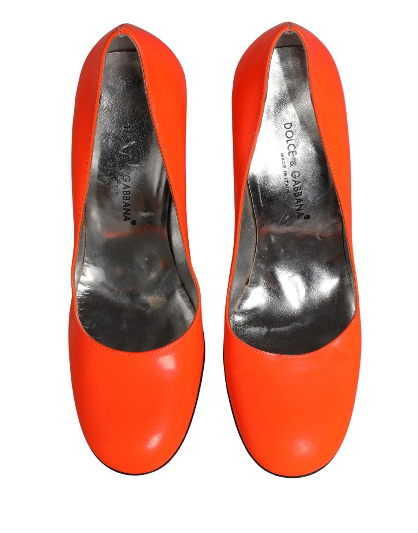 Dolce & Gabbana Orange Patent Leather Heels Pumps Shoes