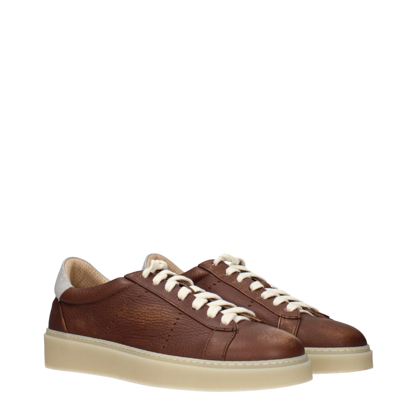 Eleventy Brown Leather Low Top Sneakers