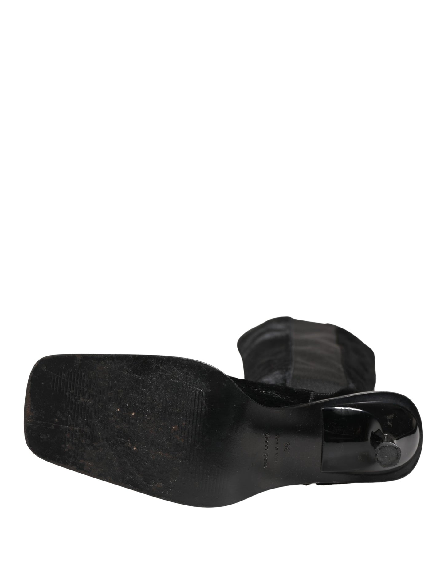 Dolce & Gabbana Black Suede Leather Knee High Boots Shoes