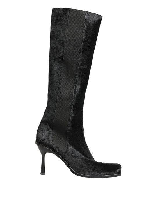 Dolce & Gabbana Black Suede Leather Knee High Boots Shoes