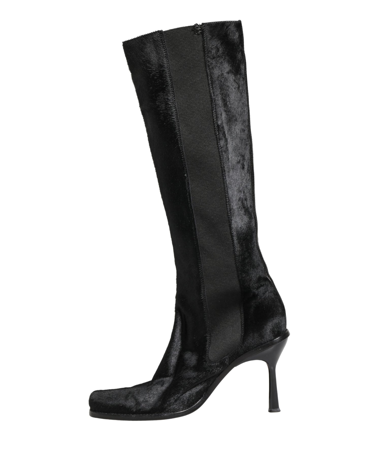 Dolce & Gabbana Black Suede Leather Knee High Boots Shoes