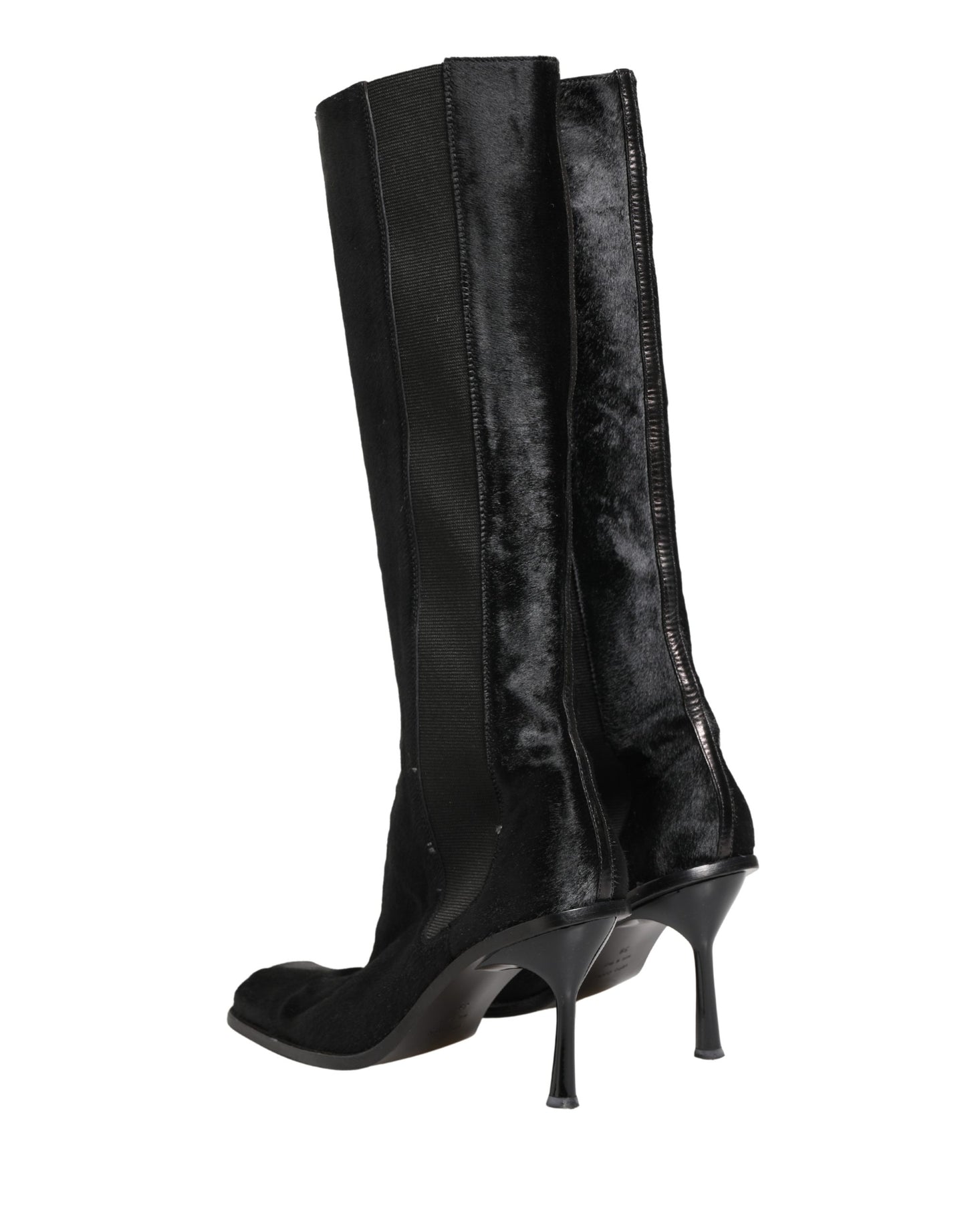 Dolce & Gabbana Black Suede Leather Knee High Boots Shoes