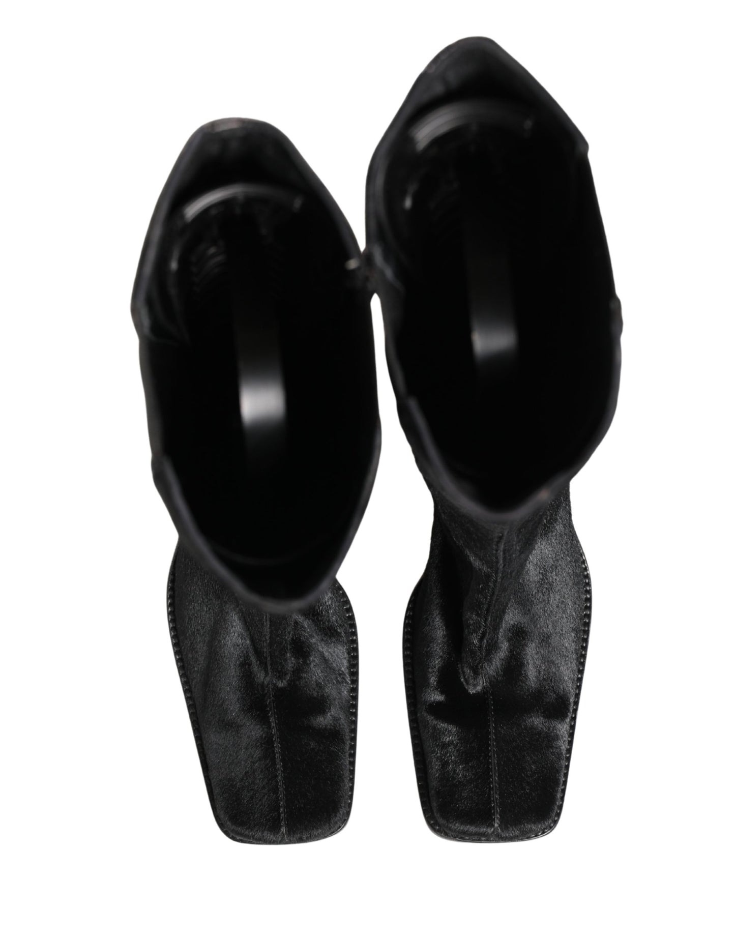 Dolce & Gabbana Black Suede Leather Knee High Boots Shoes