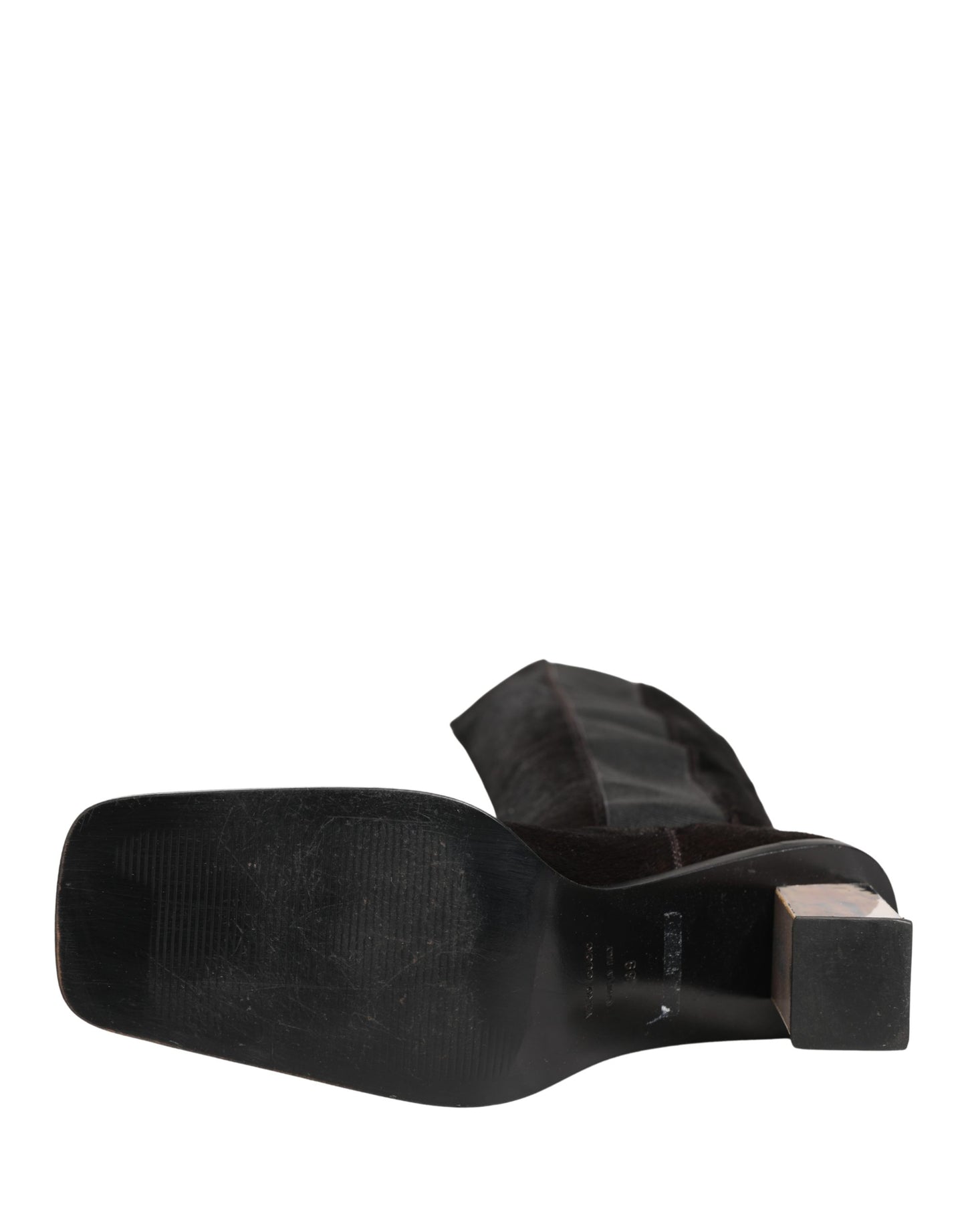 Dolce & Gabbana Black Suede Leather Knee High Boots Shoes