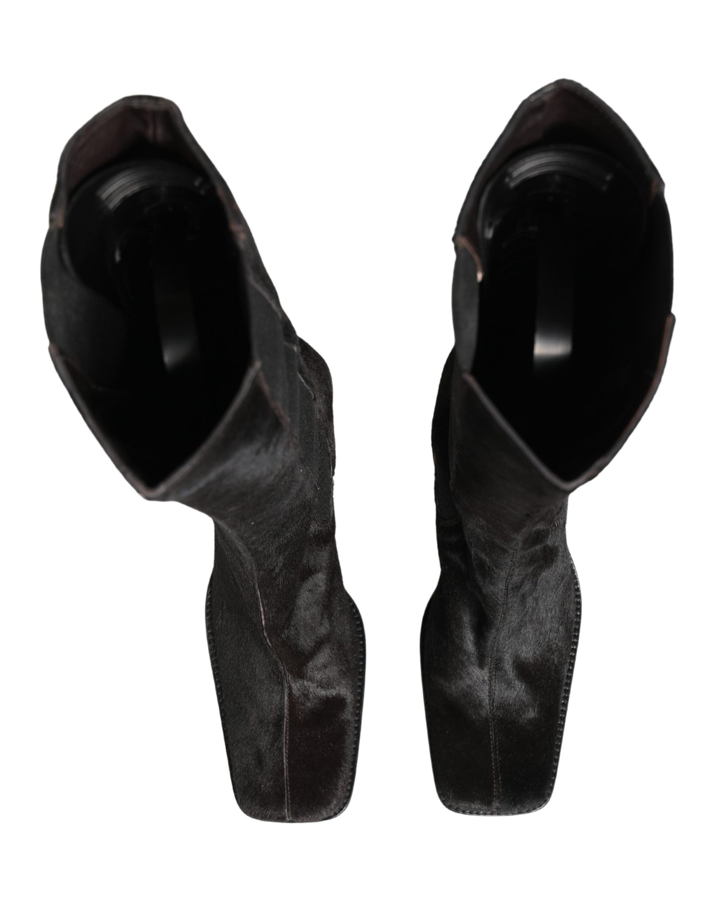 Dolce & Gabbana Black Suede Leather Knee High Boots Shoes