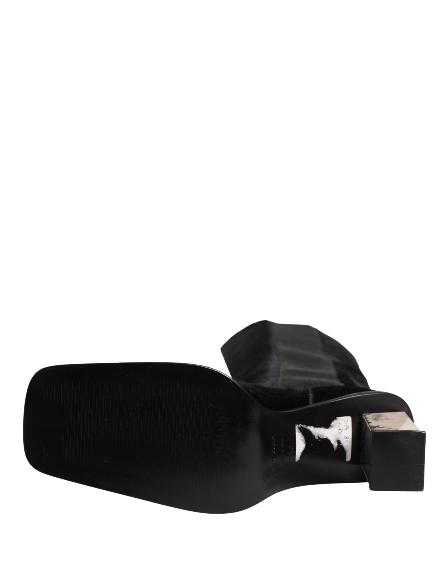 Dolce & Gabbana White Black Leather Knee High Boots Shoes