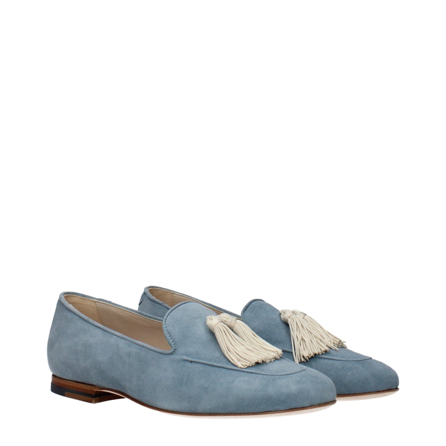 Eleventy Light Blue Leather Slip-On Loafers