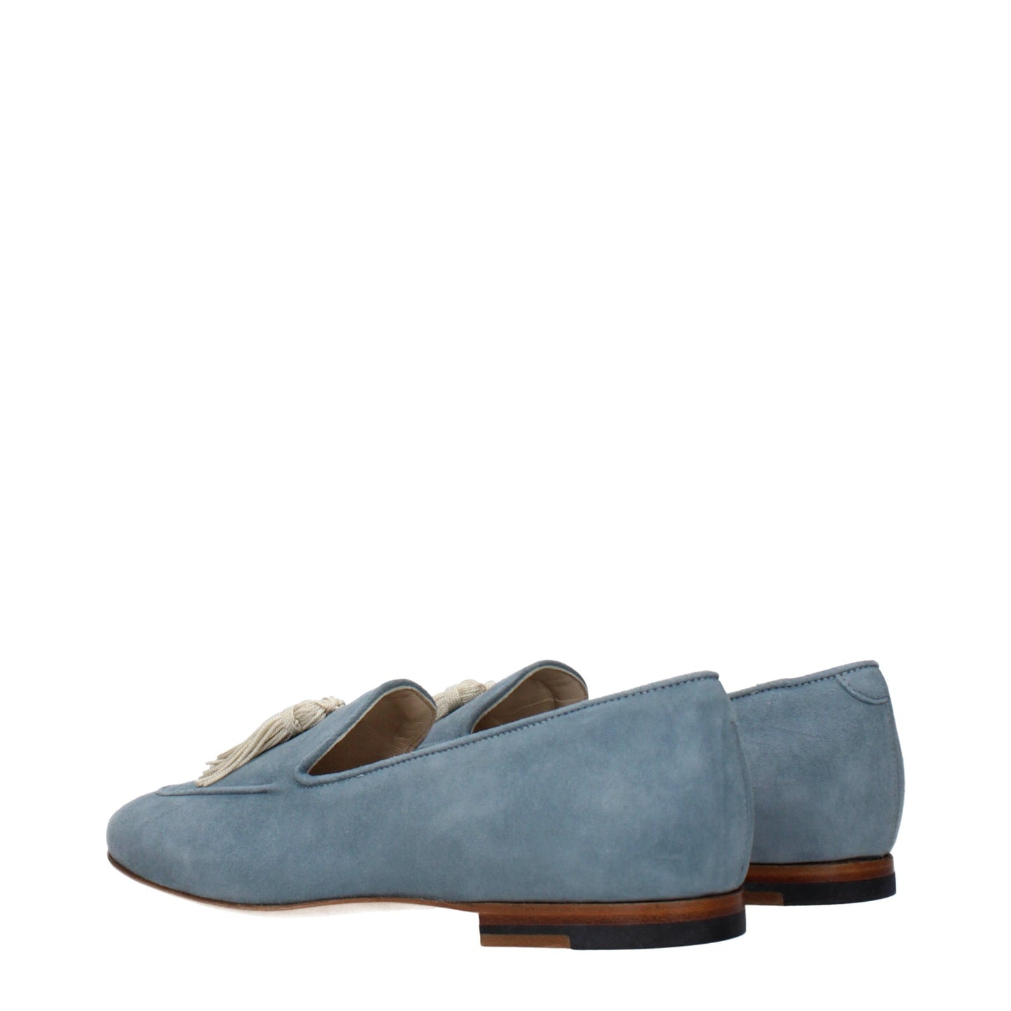 Eleventy Light Blue Leather Slip-On Loafers