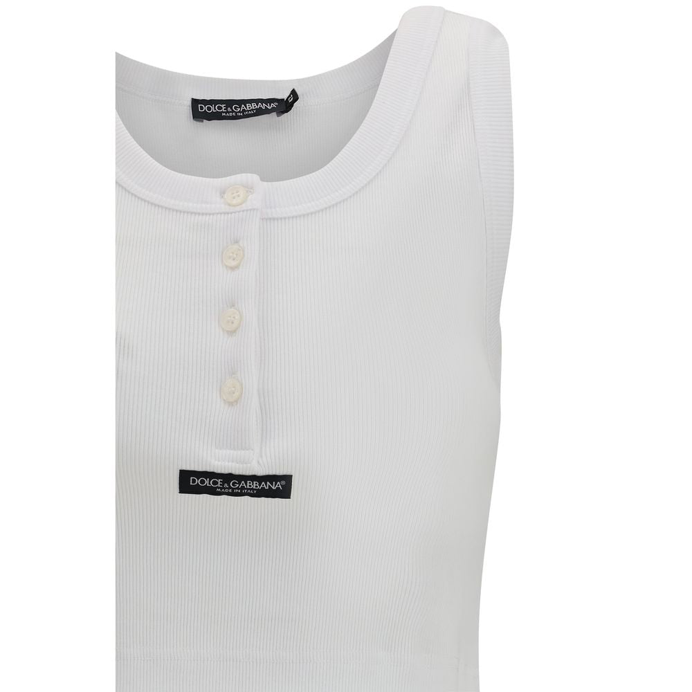Dolce & Gabbana White Cotton Tank Tops