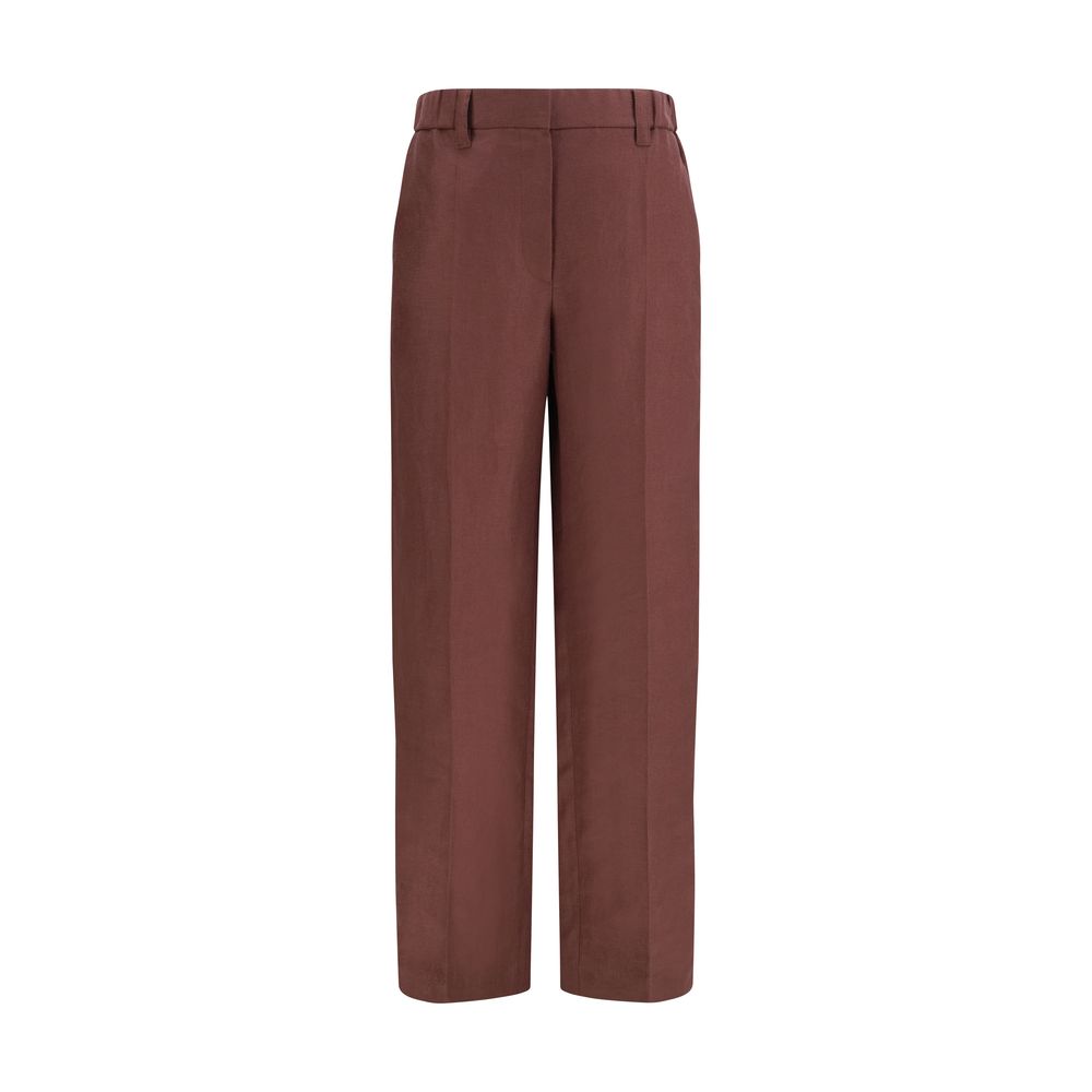 Brunello Cucinelli Brown Linen Casual Pants