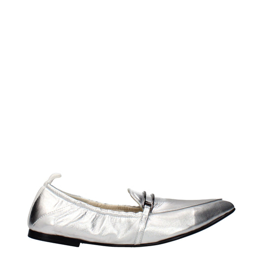 Eleventy Gray Leather Slip-On Loafers