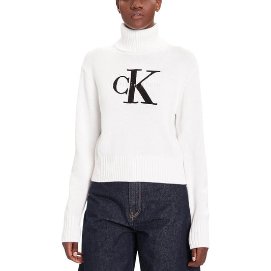 Calvin Klein Jeans White Cotton Turtleneck