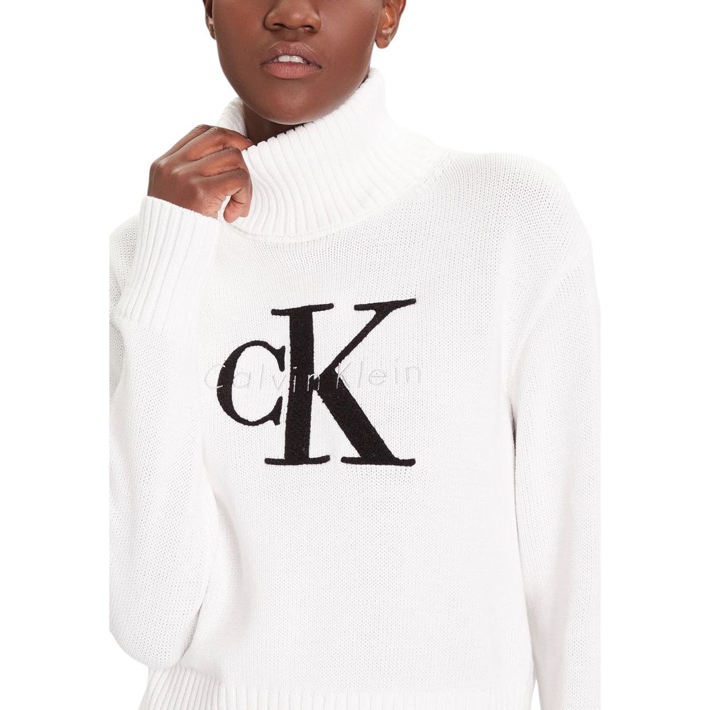 Calvin Klein Jeans White Cotton Turtleneck