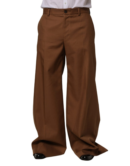 Dolce & Gabbana Brown Cotton Straight Men Dress Trouser Pants