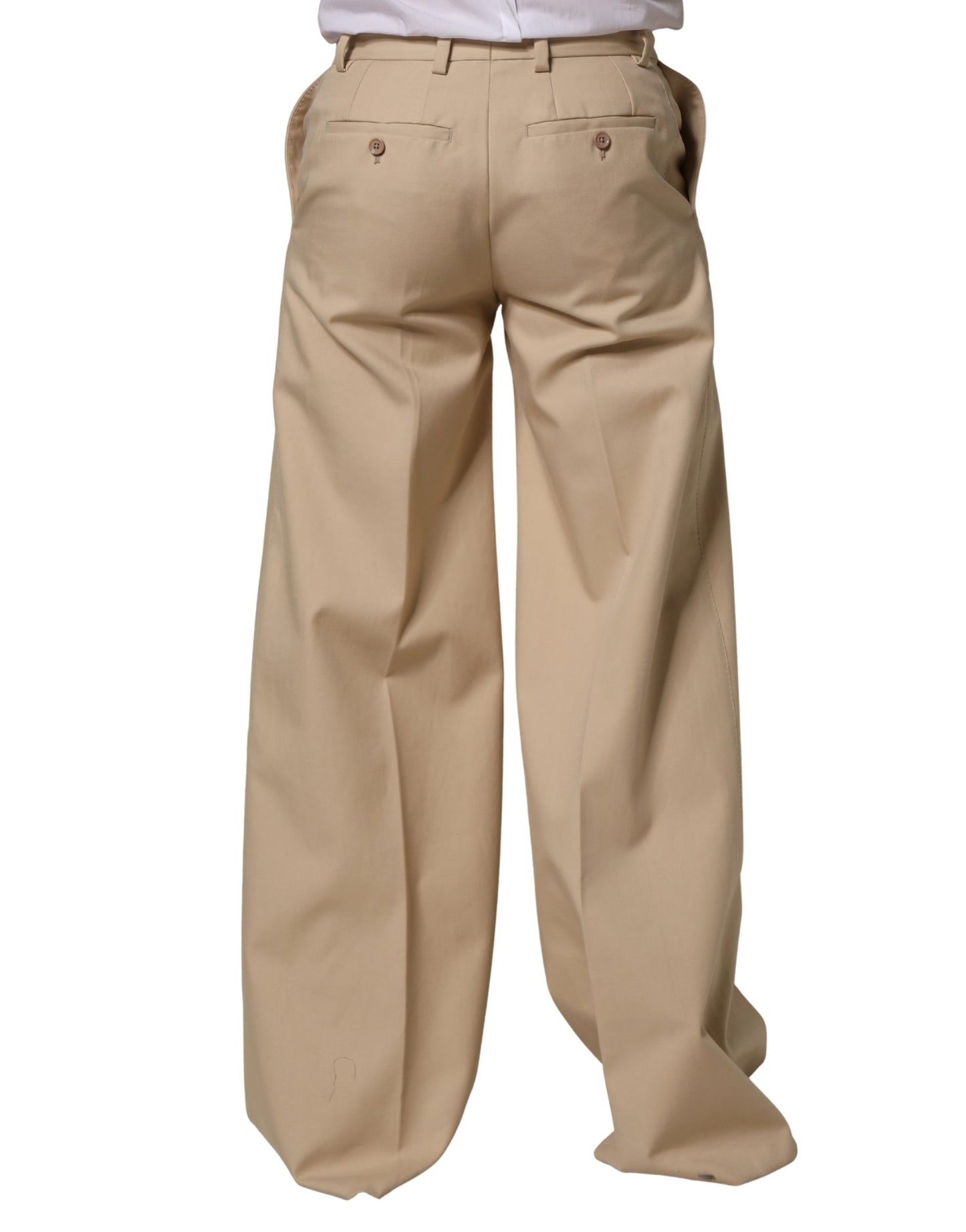 Dolce & Gabbana Beige Cotton Straight Men Dress Trouser Pants