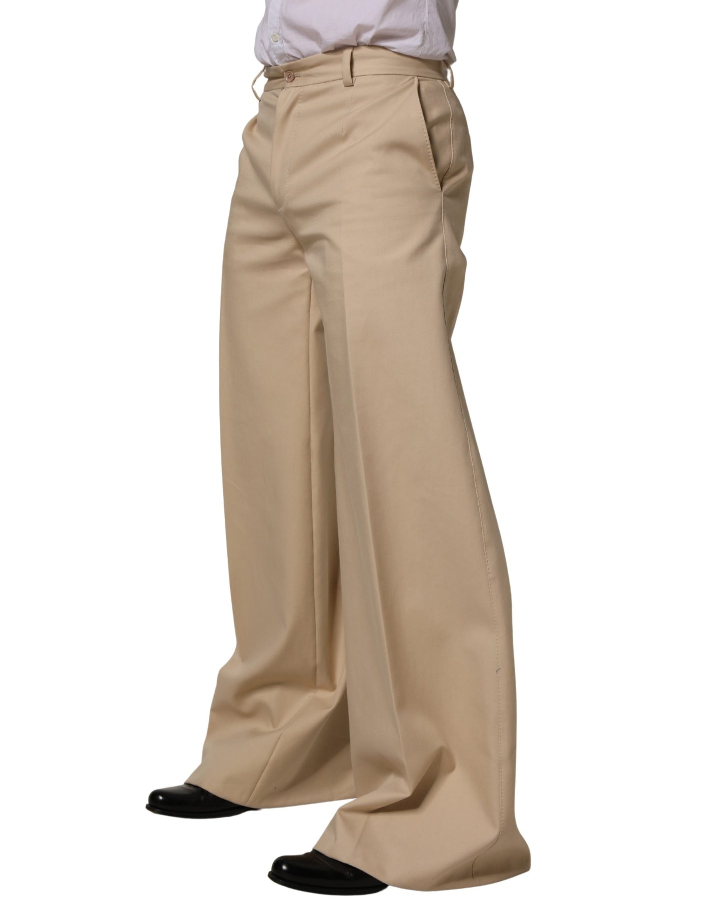 Dolce & Gabbana Beige Cotton Straight Men Dress Trouser Pants