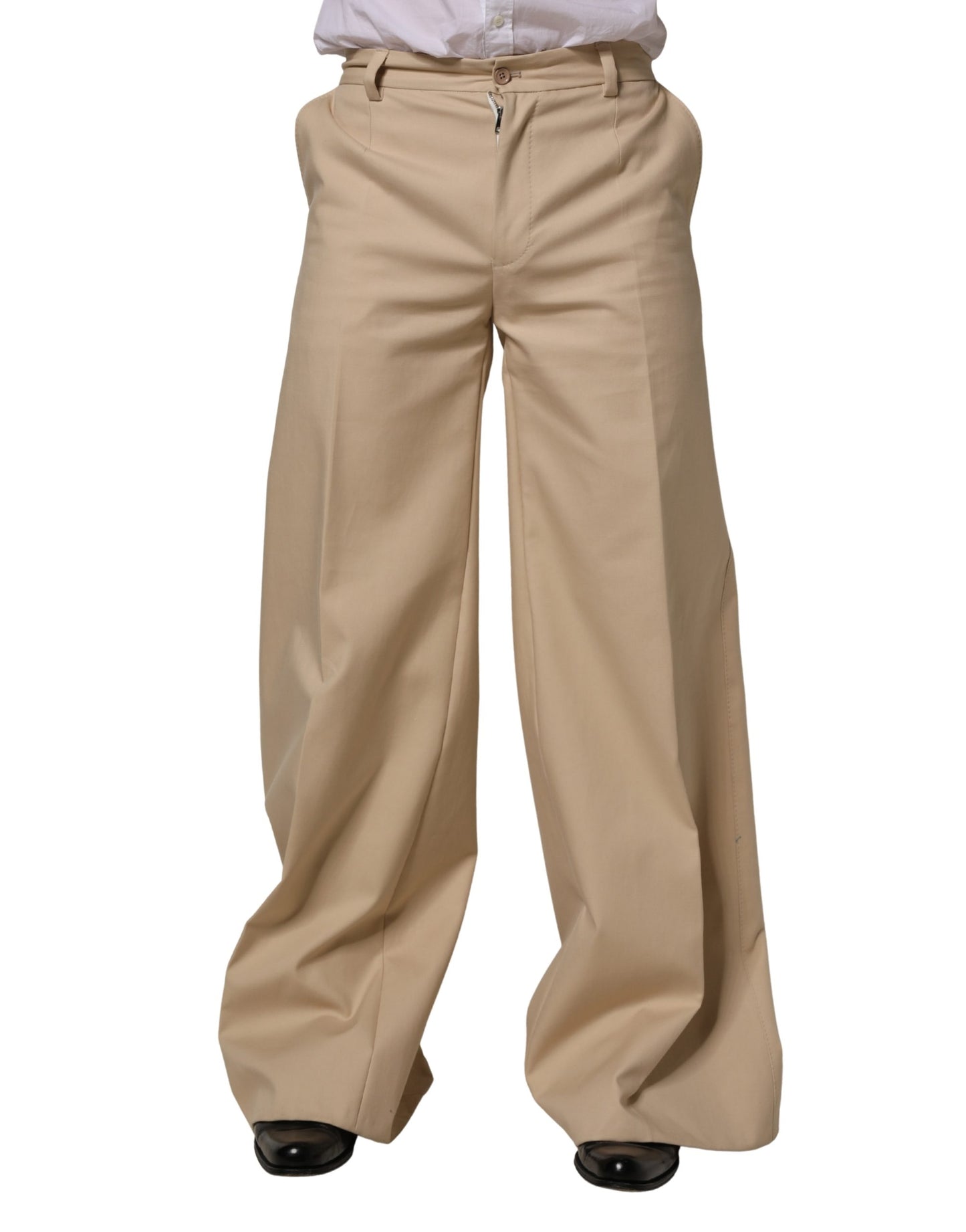 Dolce & Gabbana Beige Cotton Straight Men Dress Trouser Pants