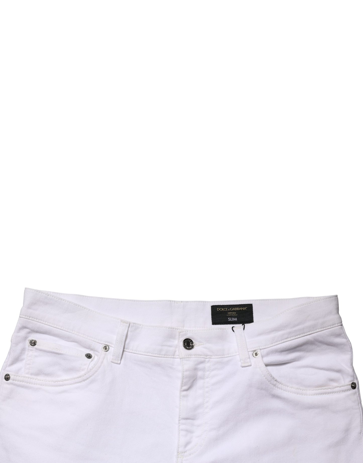Dolce & Gabbana White Cotton Tattered Men Slim Fit Denim Jeans