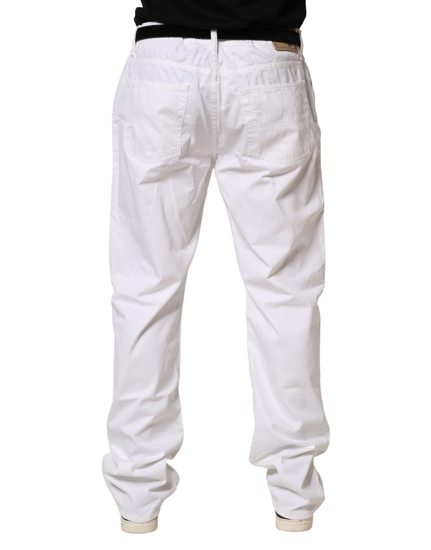 Fay White Cotton Stretch Straight Casual Men Denim Trouser Jeans