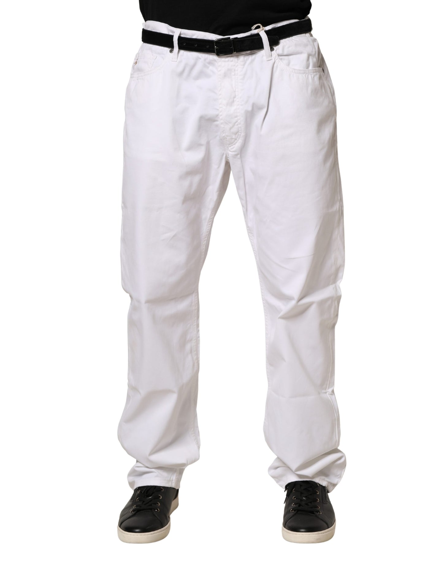 Fay White Cotton Stretch Straight Casual Men Denim Trouser Jeans