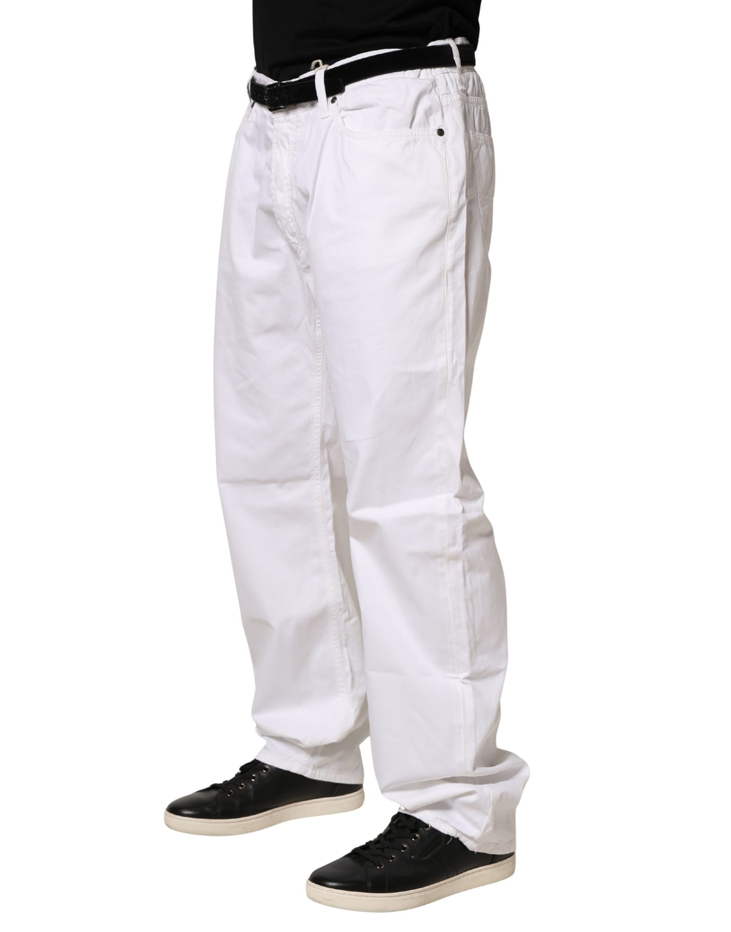 Fay White Cotton Stretch Straight Casual Men Denim Trouser Jeans