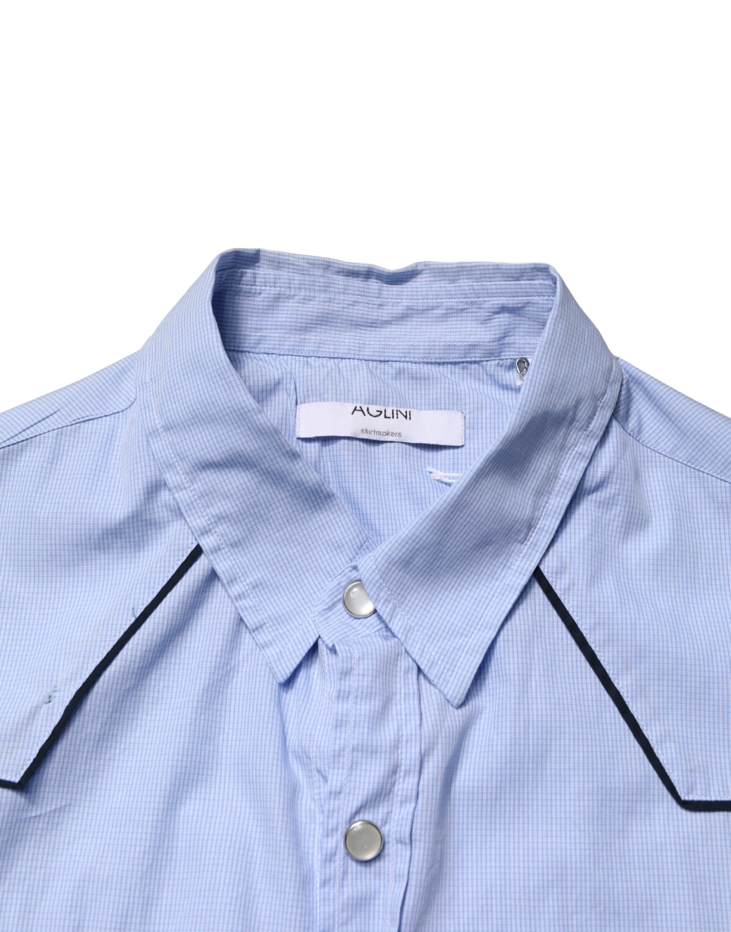 AGLINI Light Blue Slim Fit Collared Long Sleeve Casual Shirt
