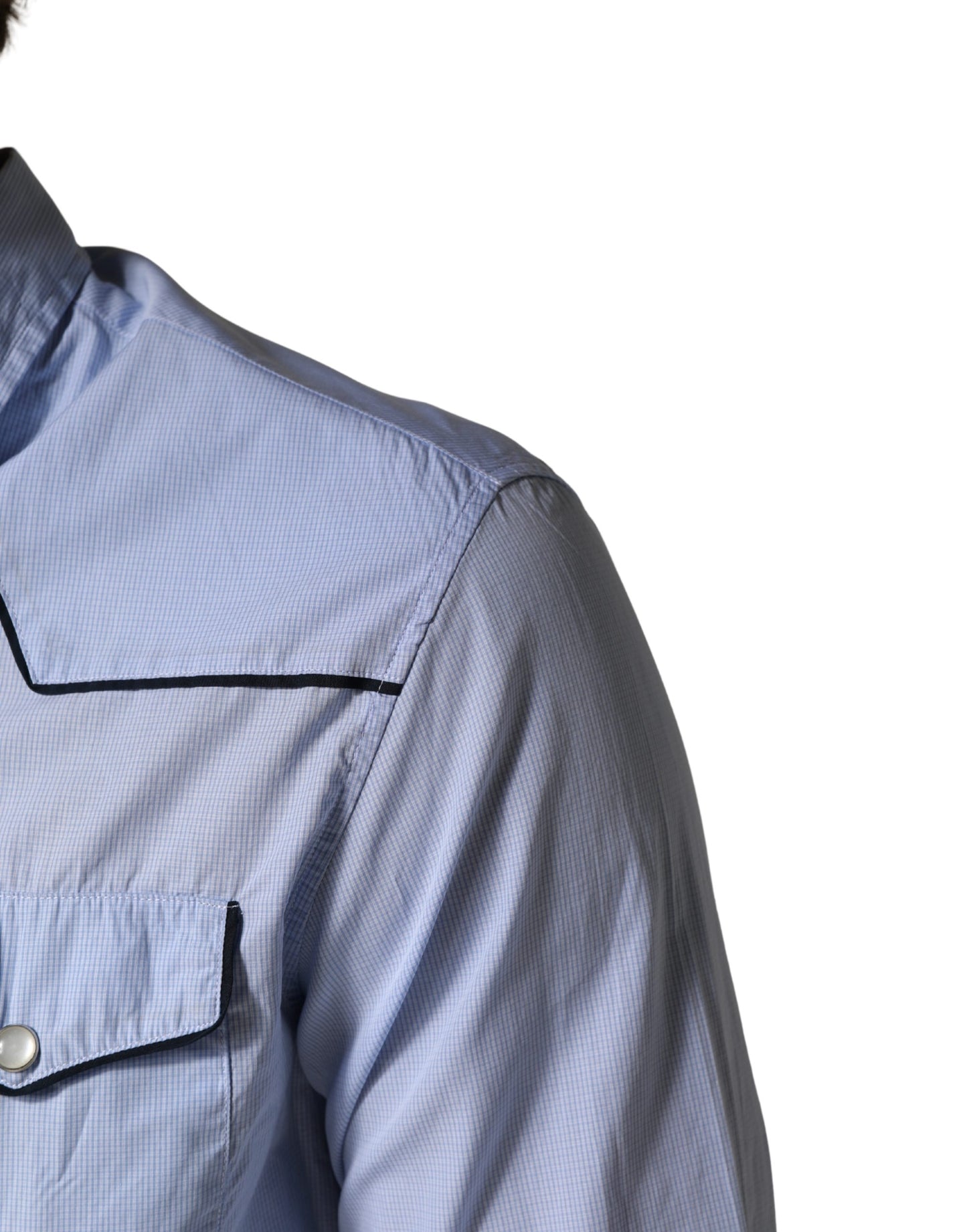 AGLINI Light Blue Slim Fit Collared Long Sleeve Casual Shirt