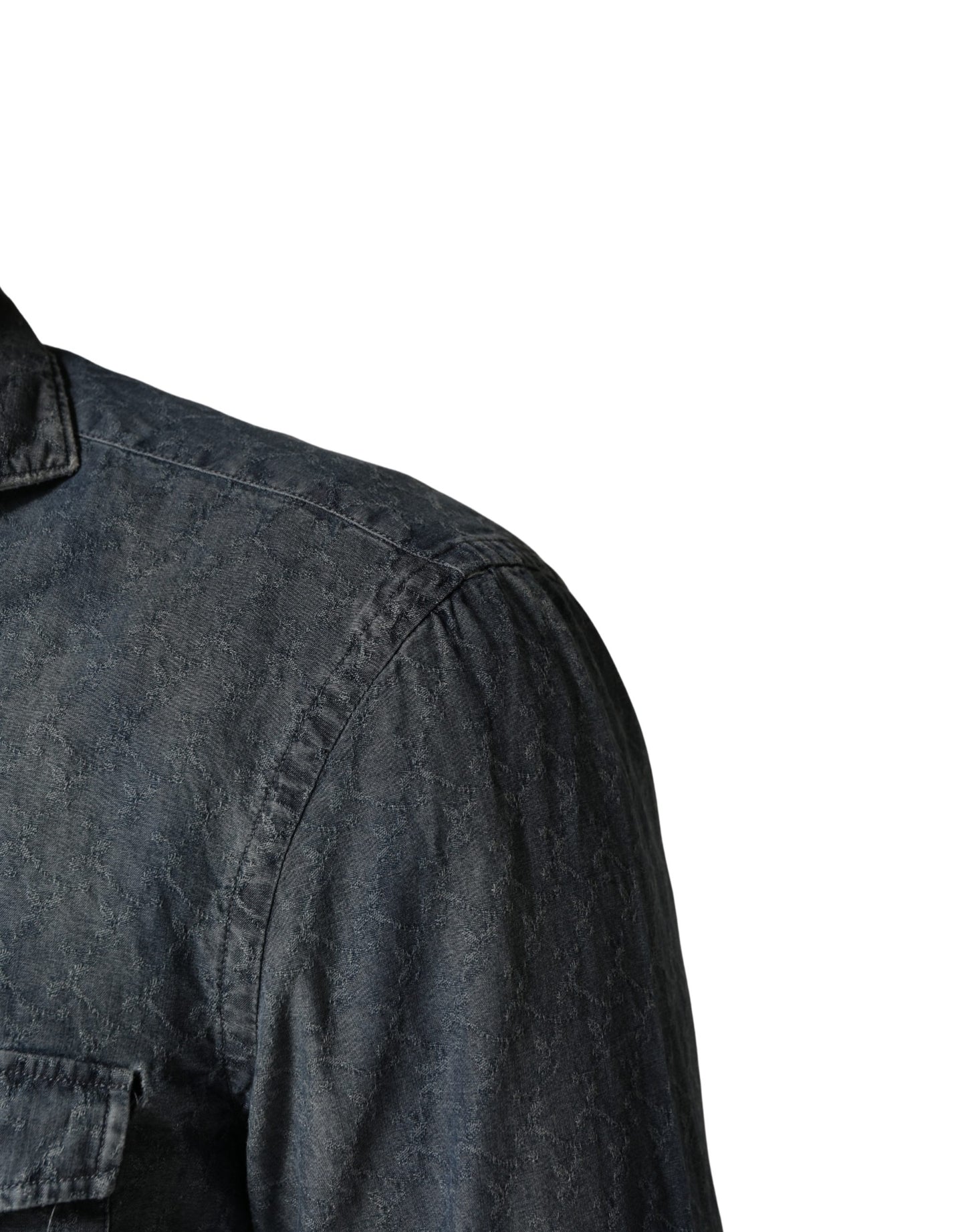 Domenico Tagliente DarkBlue Long Sleeve Collared Denim Shirt