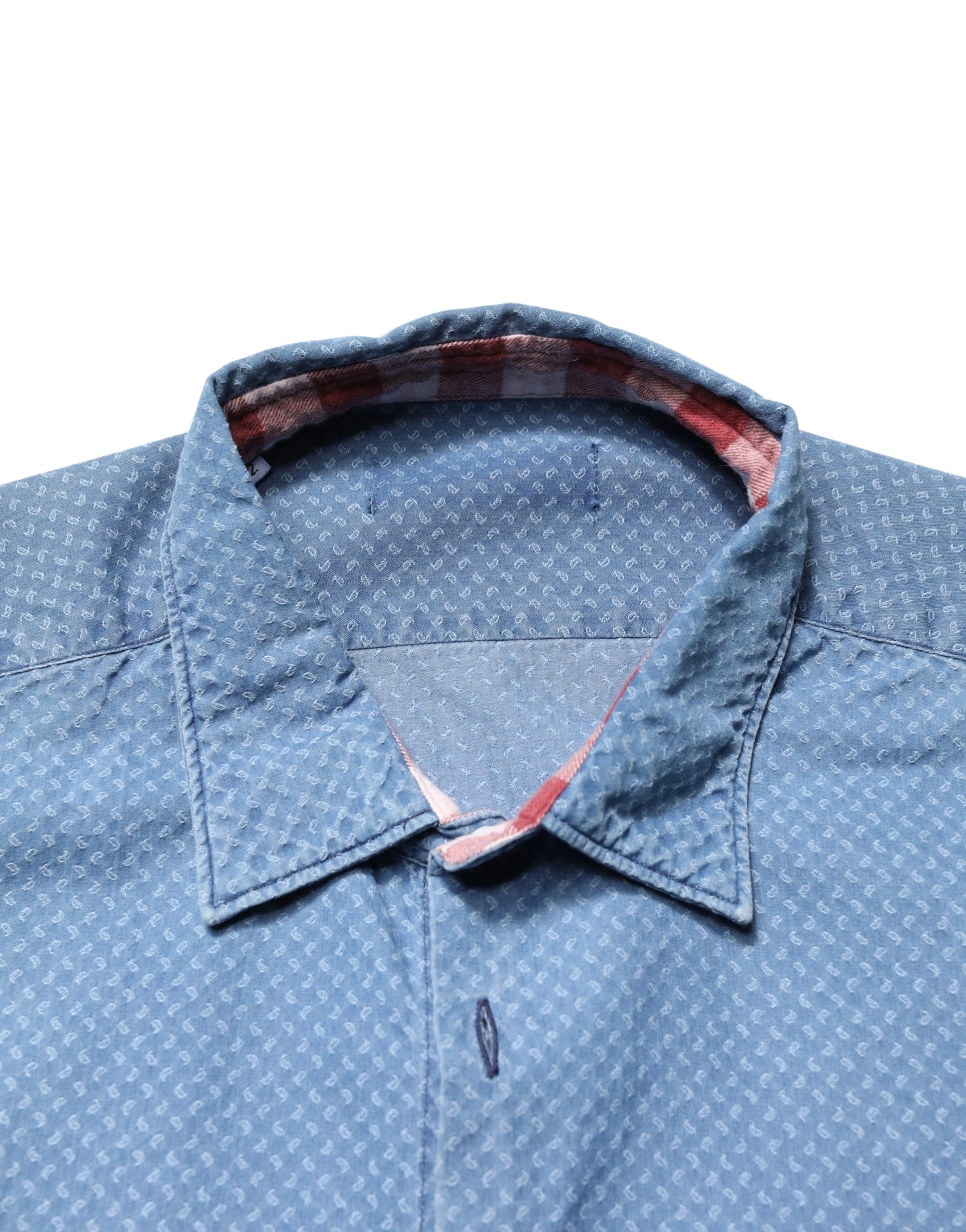 AGLINI Blue Cotton Slim Fit Collared LongSleeve Casual Shirt