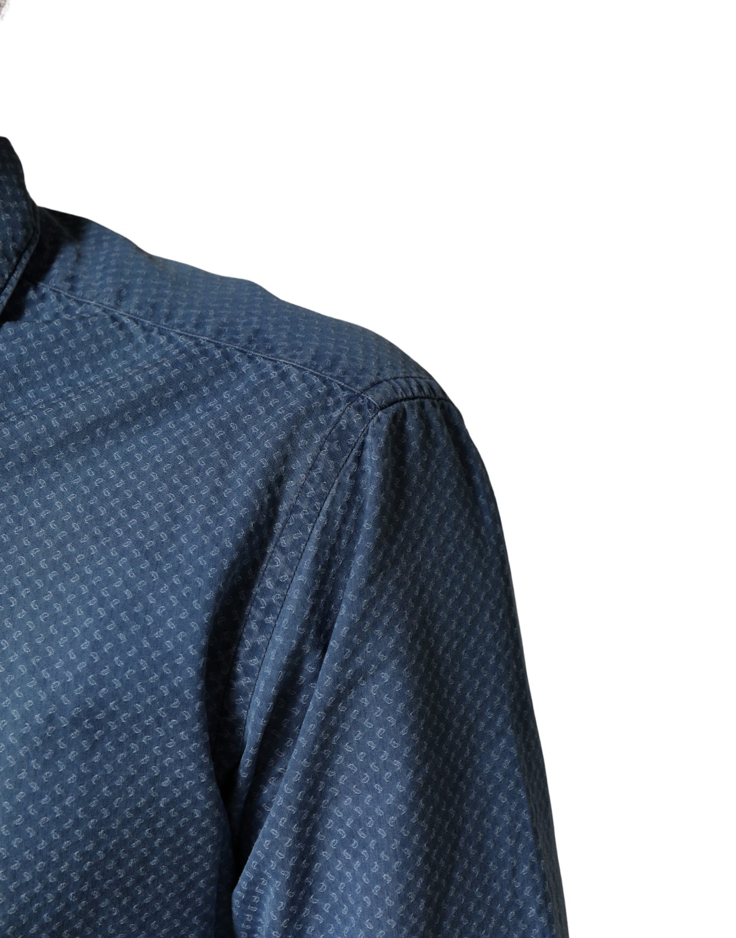 AGLINI Blue Cotton Slim Fit Collared LongSleeve Casual Shirt