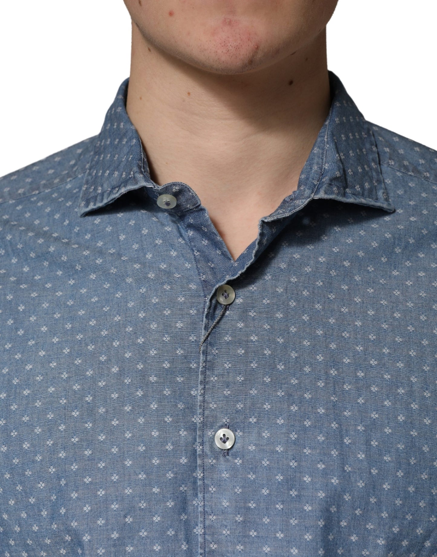 Domenico Tagliente Blue Long Sleeve Collared Casual Shirt