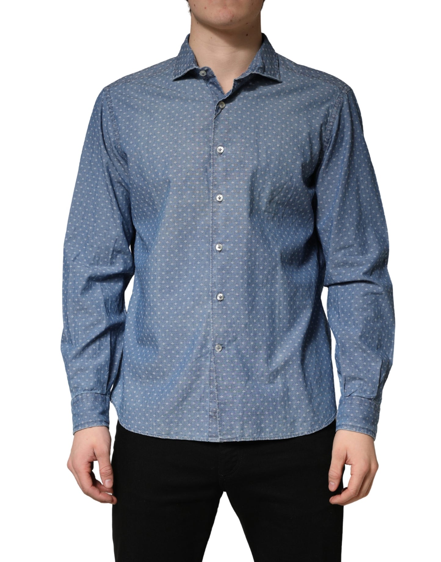 Domenico Tagliente Blue Long Sleeve Collared Casual Shirt