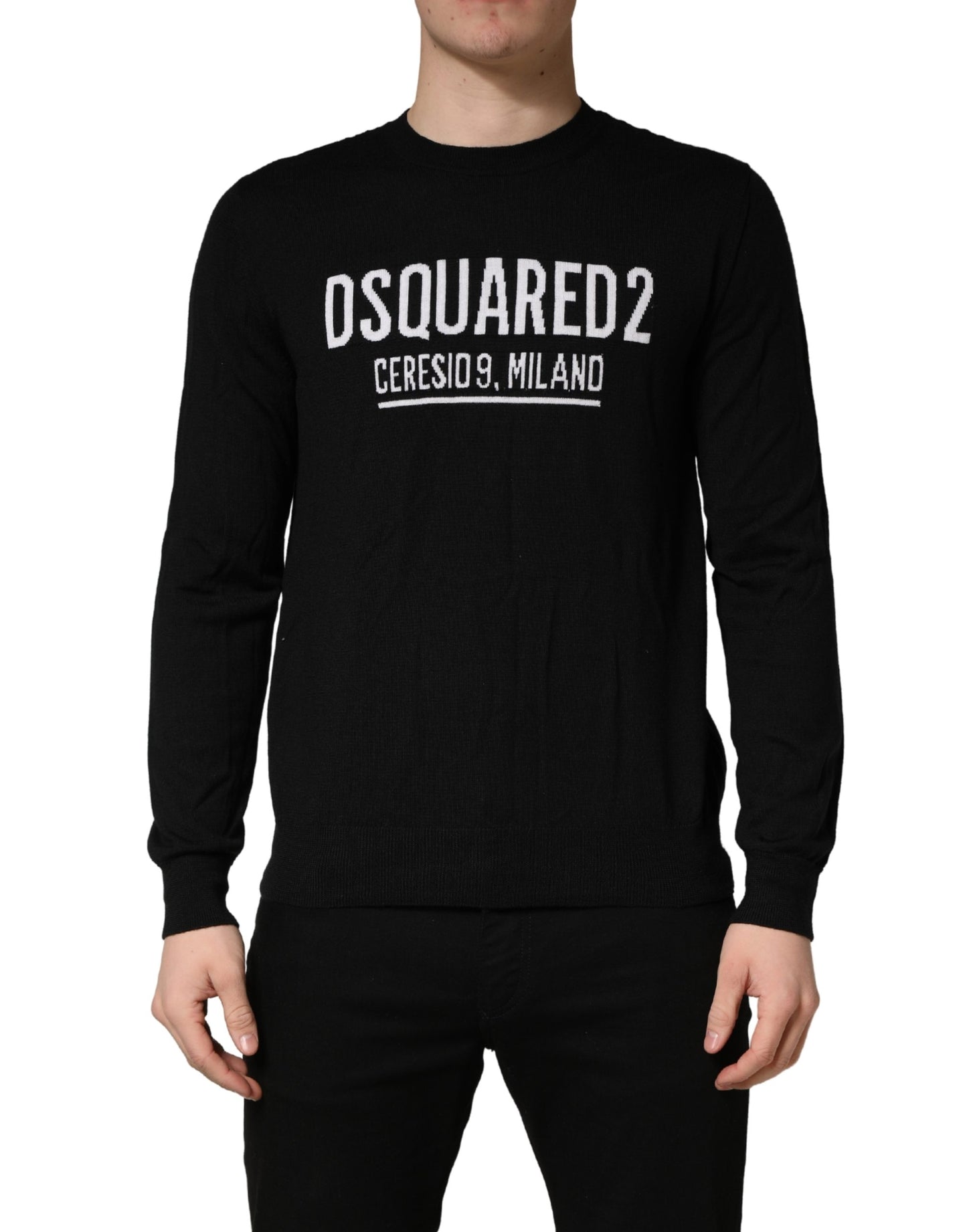 Dsquared² Black Logo Knitted Crew Neck Men Pullover Sweater