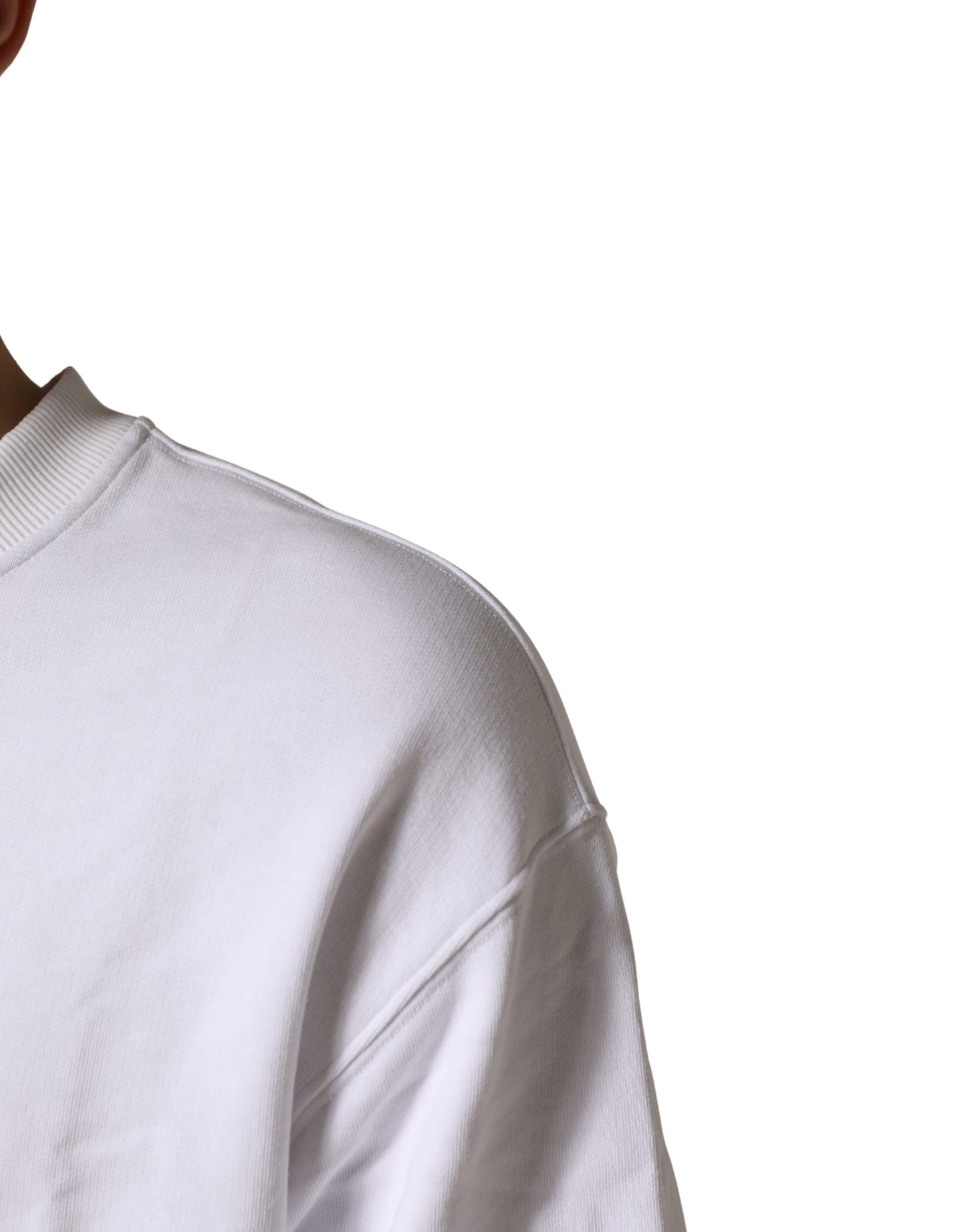 Dolce & Gabbana White Cotton Crew Neck Sweatshirt Sweater