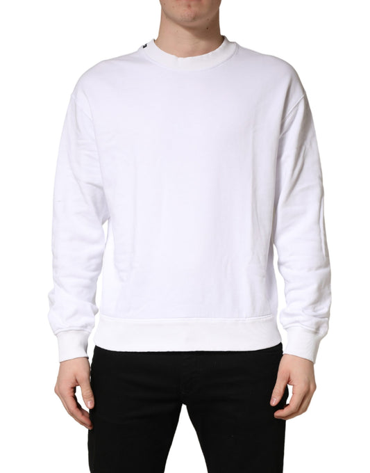 Dolce & Gabbana White Cotton Crew Neck Sweatshirt Sweater