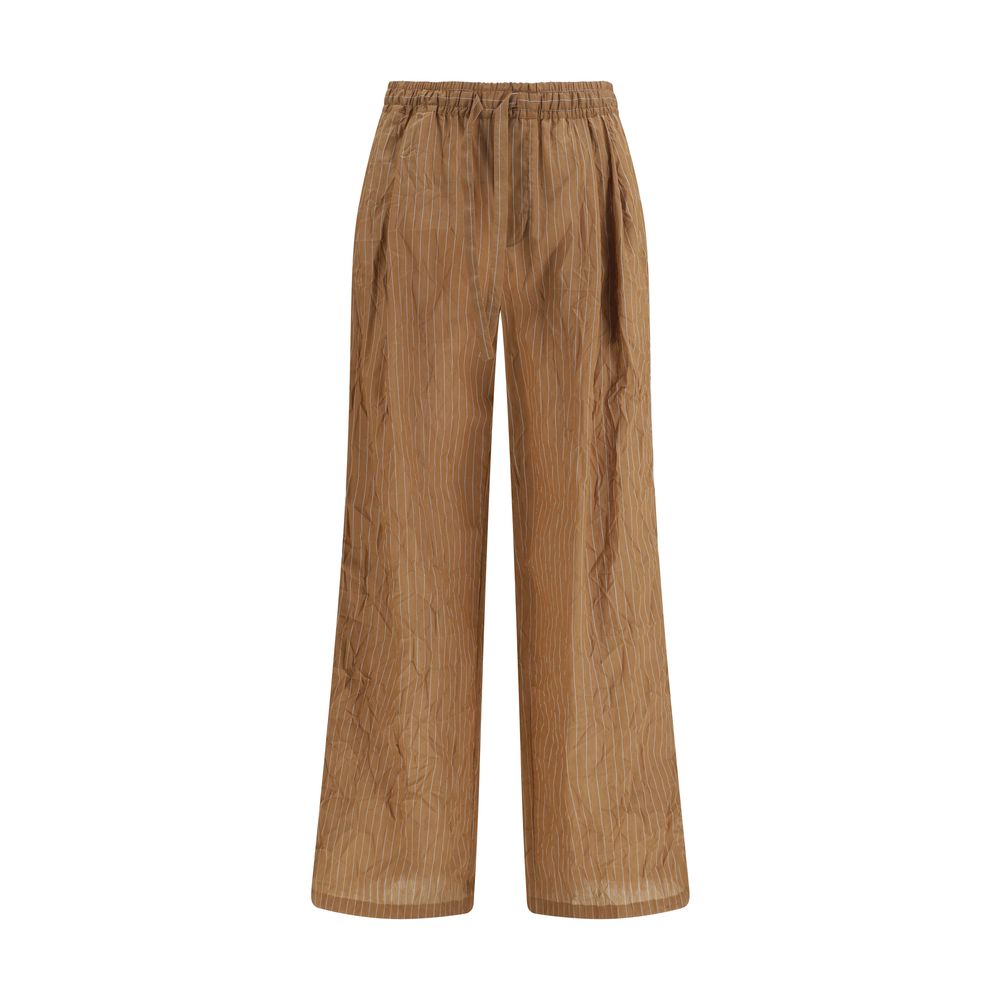 Dolce & Gabbana Brown Linen Casual Pants