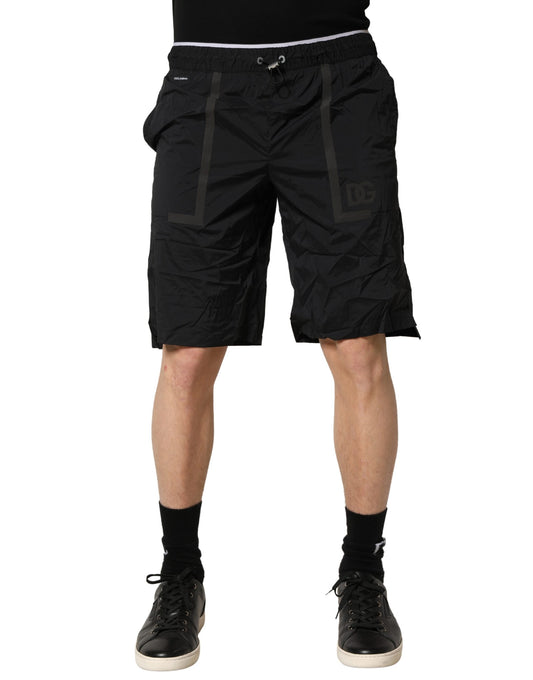 Dolce & Gabbana Black Nylon Elastic Waist Swim Shorts Swimwear