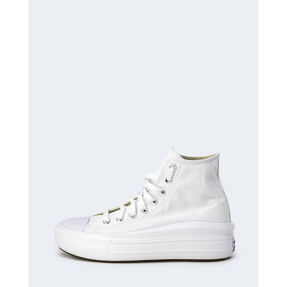 Converse White Cotton High Top Sneakers